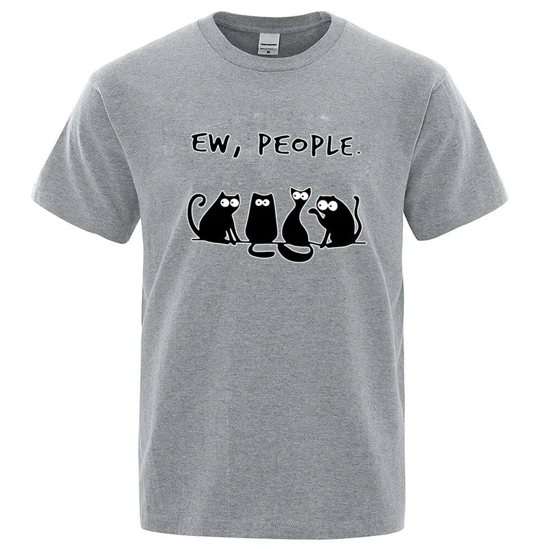 Introvert Antisocial Ew People Cat Graphic T Shirt Funny  Meme Cute Cotton S-XXL