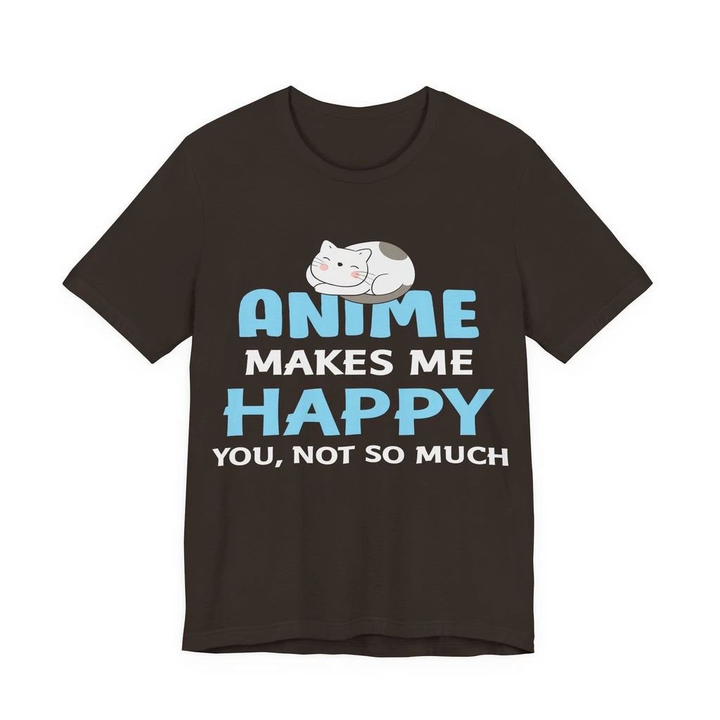 Anime Makes Me Happy Shirt | Cute Cat Pastel Graphic Tee Soft Cotton Unisex