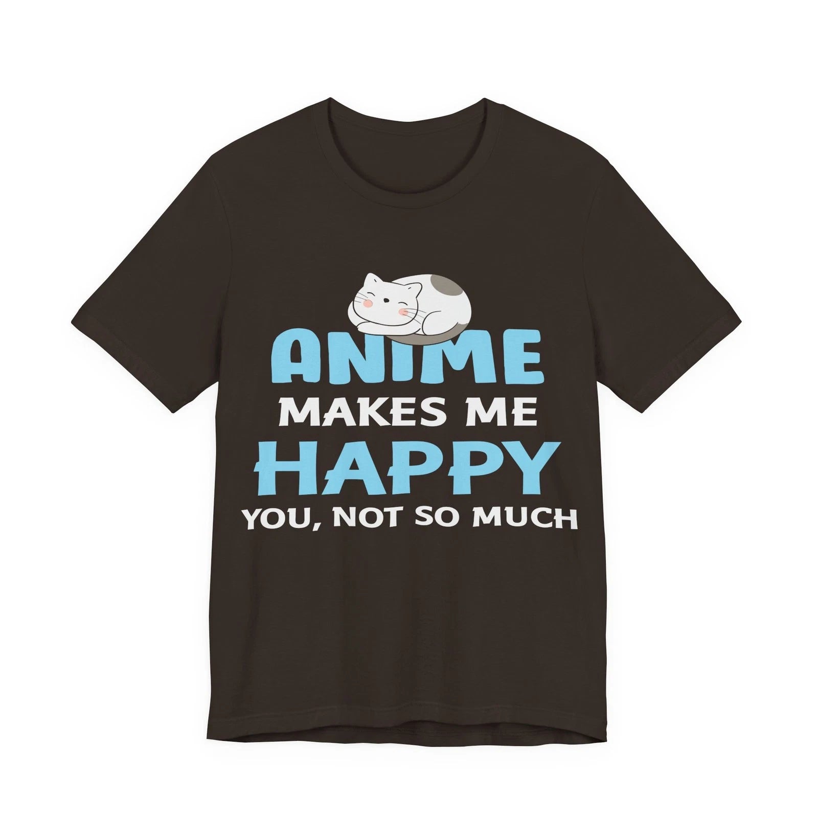 Anime Makes Me Happy Shirt | Cute Cat Pastel Graphic Tee Soft Cotton Unisex