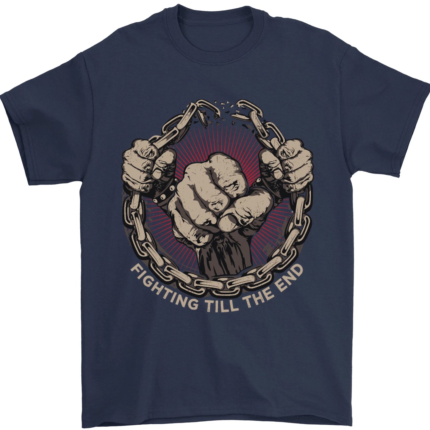 Fighting Till the End MMA Martial Arts Mens T-Shirt 100% Cotton
