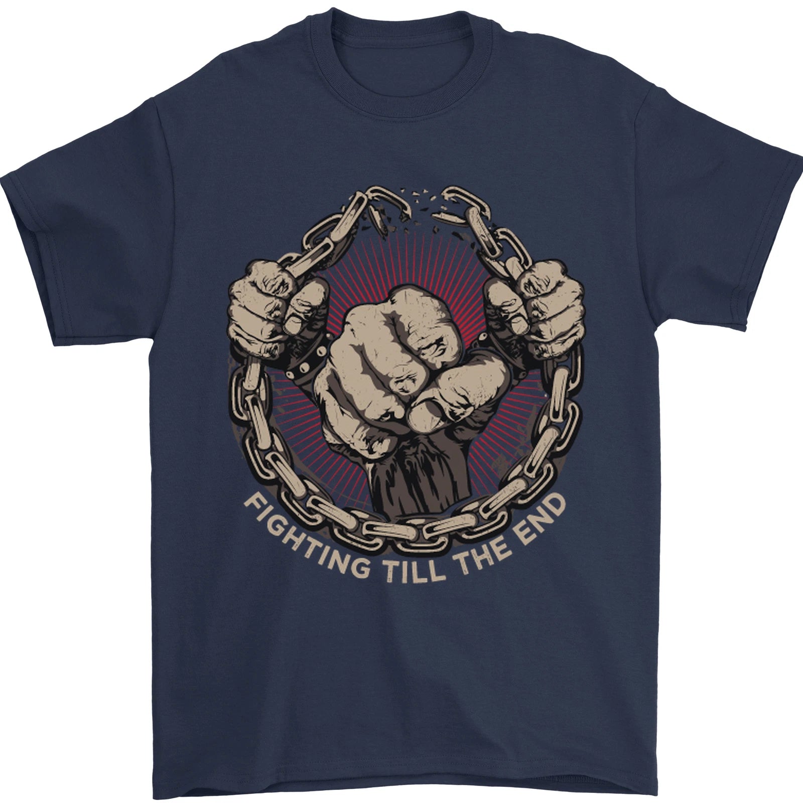Fighting Till the End MMA Martial Arts Mens T-Shirt 100% Cotton