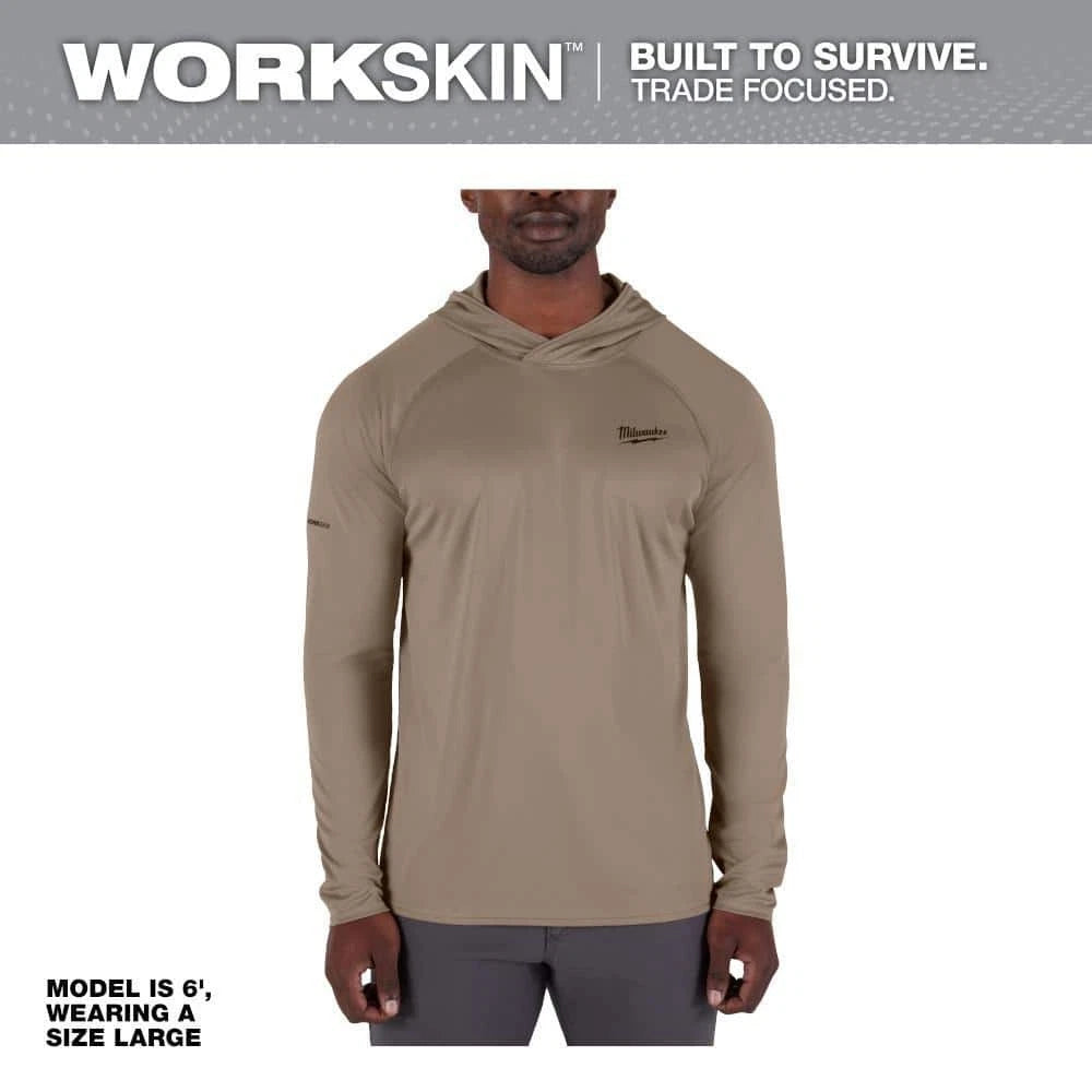 Milwaukee Men's WORKSKIN Sandstone Medium Hooded Sun Shirt