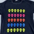 Vintage Neon Skulls Halloween Shirt Medium Black 90s Skeleton Horror Pop Art
