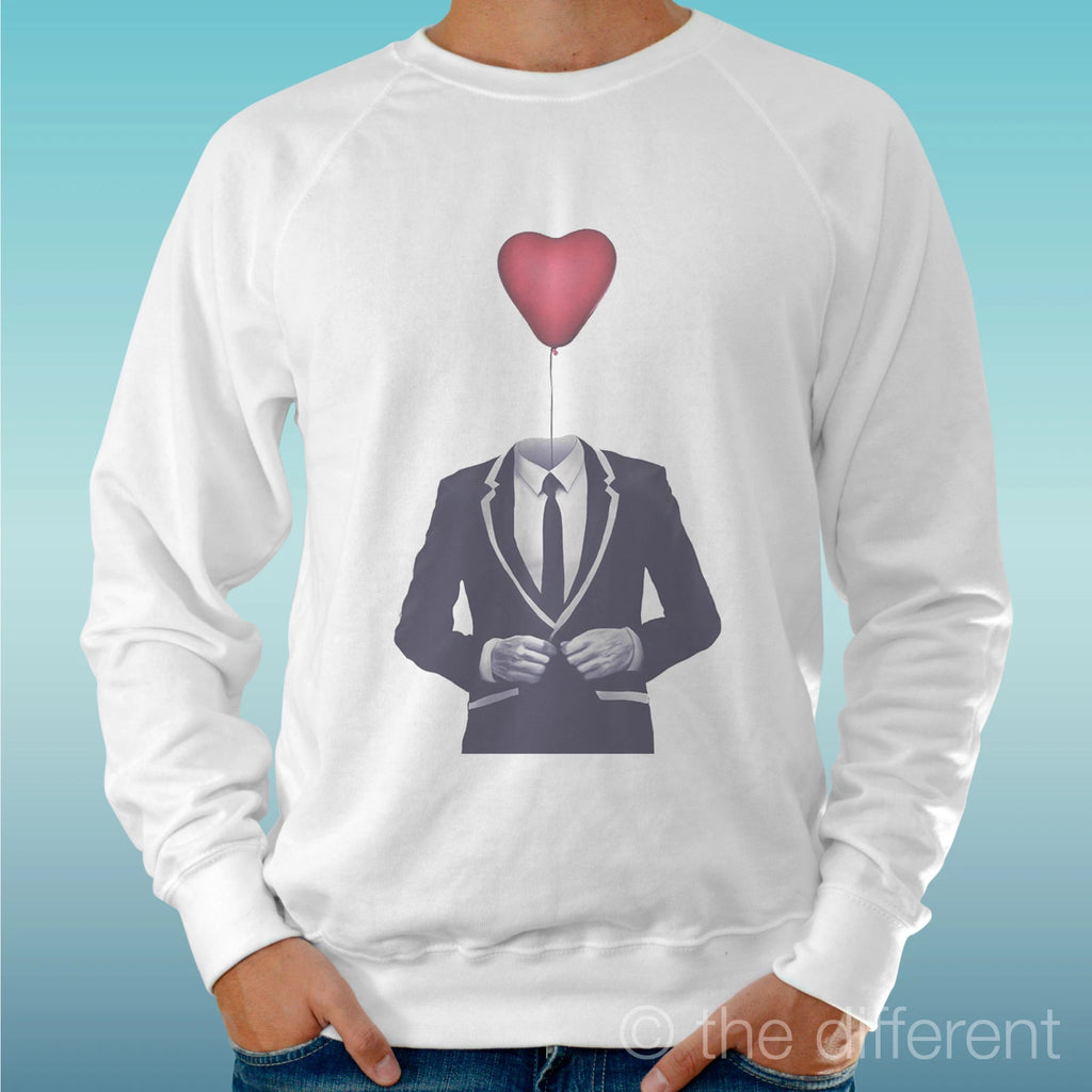 Felpa Man Light Sweater White " Heart Balloon " Road To Happiness