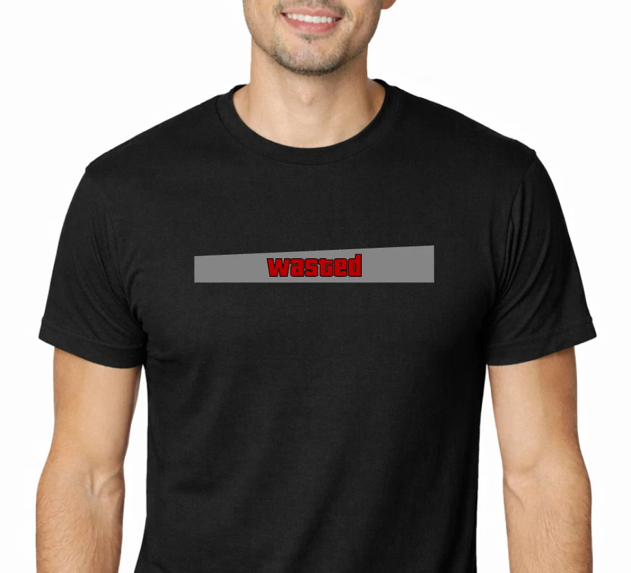 Wasted Graphic T Shirt, Minimalist Streetwear Tee, Bold Red Text Shirt