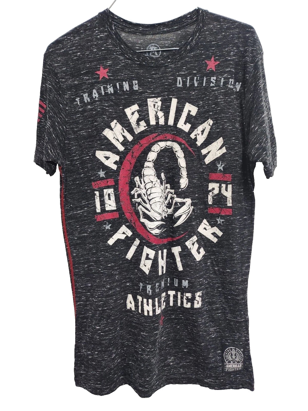American Fighters Mens Premium Athletics T-Shirt Medium Gray Short Sleeve Grunge