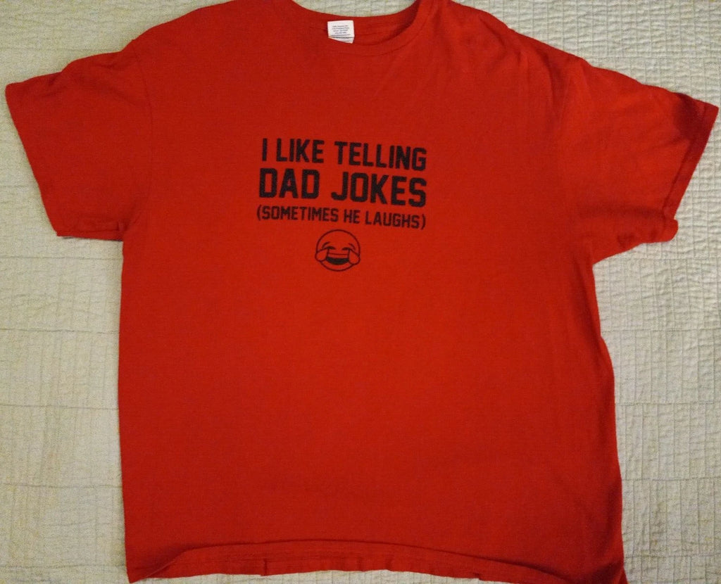 Men's XL Red I Like Telling Dad Jokes (Sometimes He Laughs) Funny T Shirt