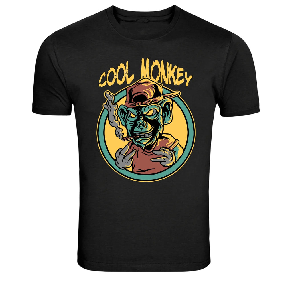 Cool Monkey Smoking Street Style Cartoon Graphic T-Shirt