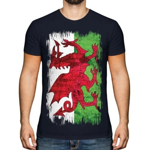 WALES GRUNGE FLAG MENS T-SHIRT TEE TOP WELSH FOOTBALL GIFT SHIRT CLOTHING JERSEY