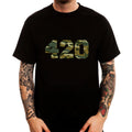 Camouflage 420 Cannabis Weed Logo Printed Cotton Men's T-shirt Top Trendy Wear
