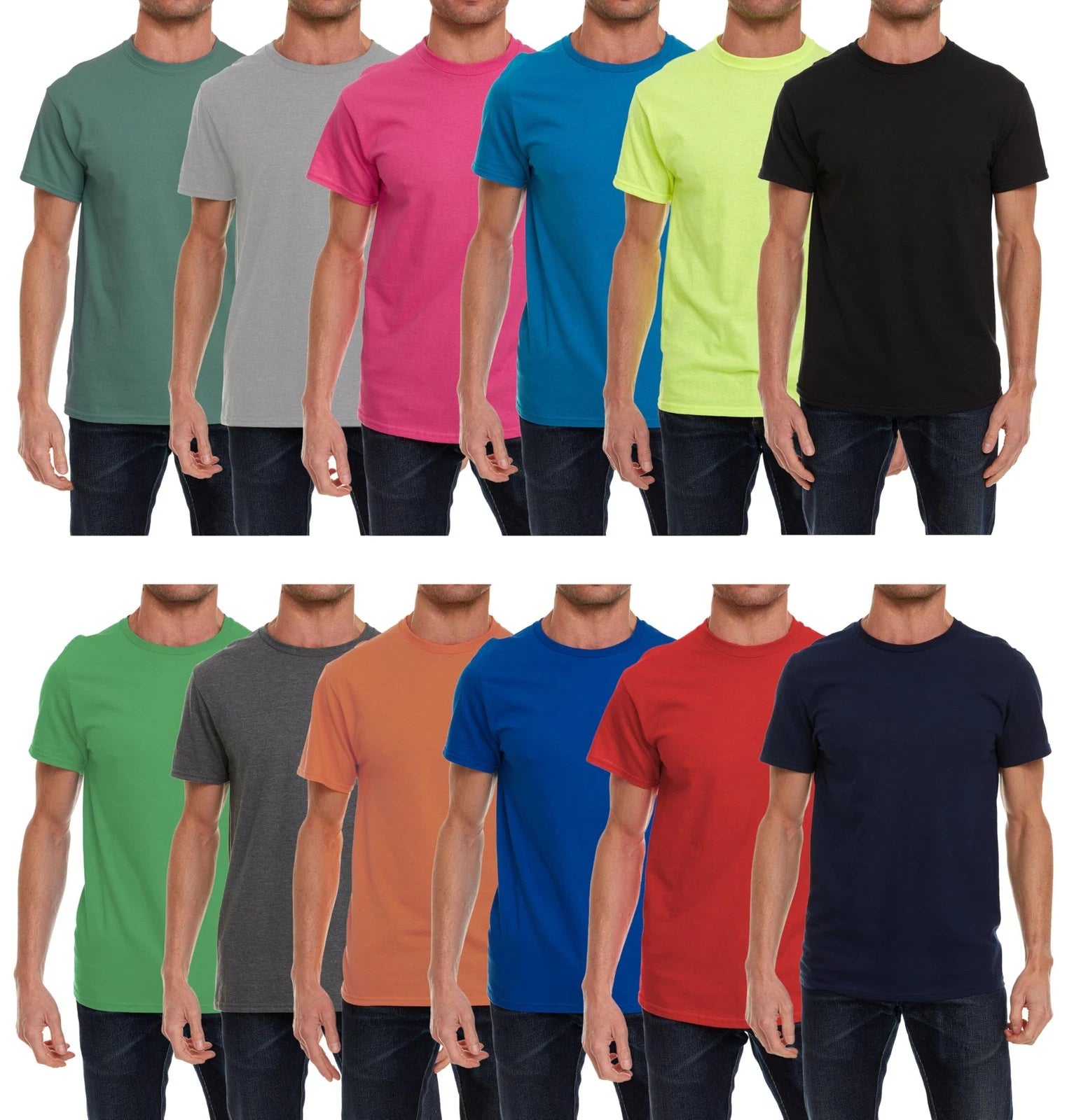 12 Pack BILLIONHATS Mens Cotton Short Sleeve T-Shirts, Crew Tees Pack X-Large