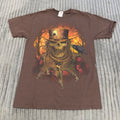 Y2K Scarecrow T-Shirt Mens M Brown Graphic Grunge Gambler Reaper Skeleton