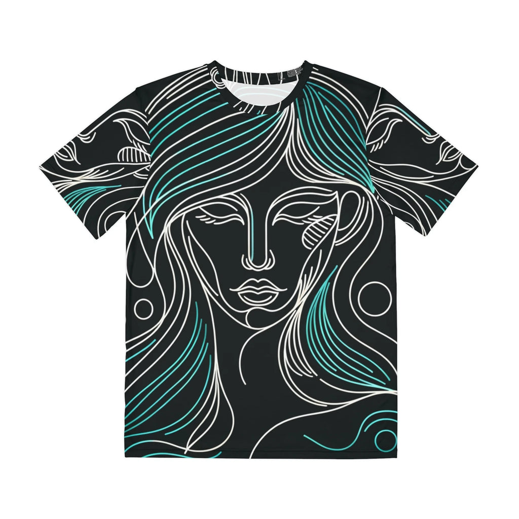 All Over Print T Shirt Minimalist Line Art Woman Face