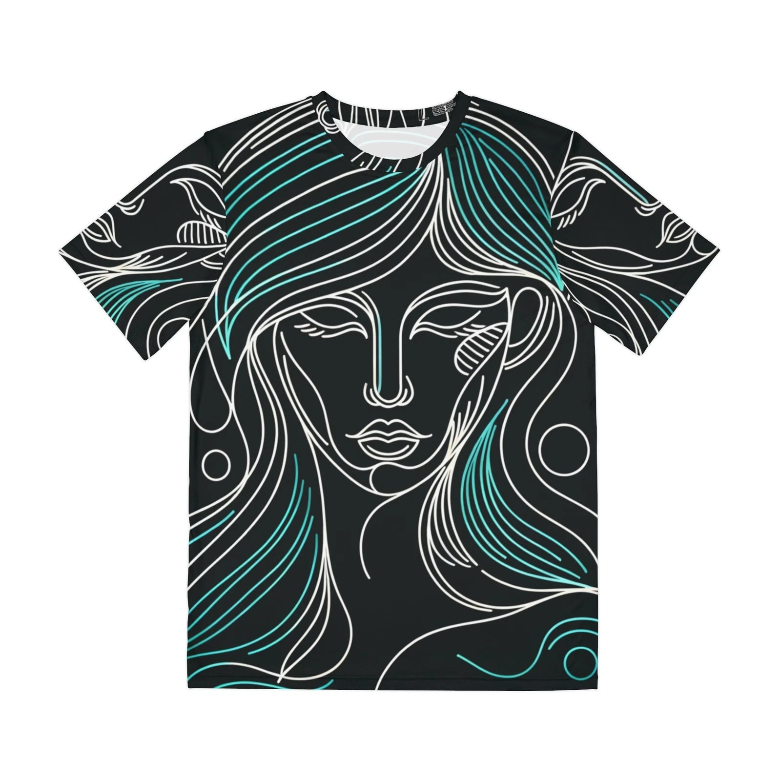 All Over Print T Shirt Minimalist Line Art Woman Face