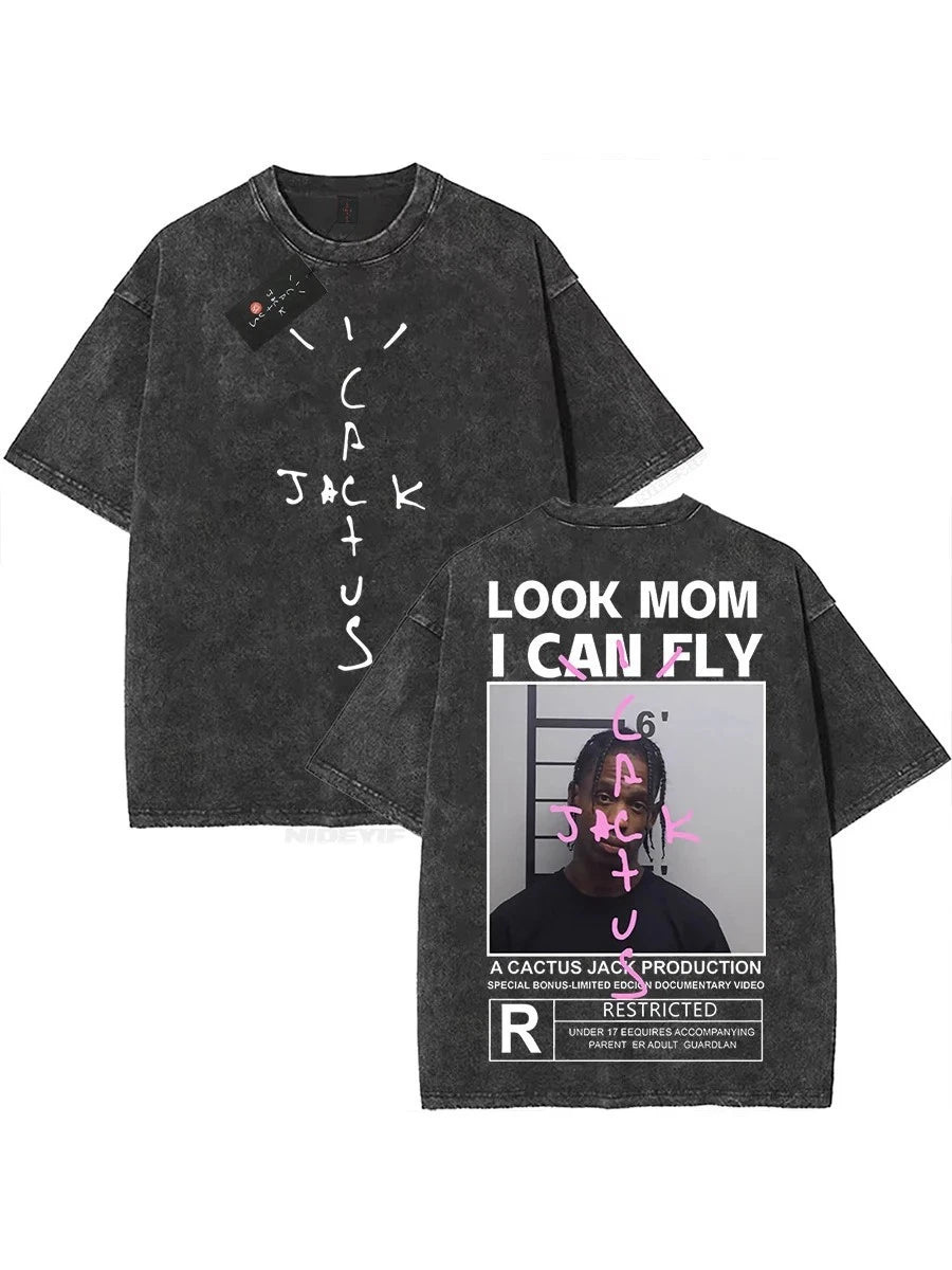 Travis Scott Cotton Tee Cactus Jack Astroworld T-Shirt Oversized Ving
