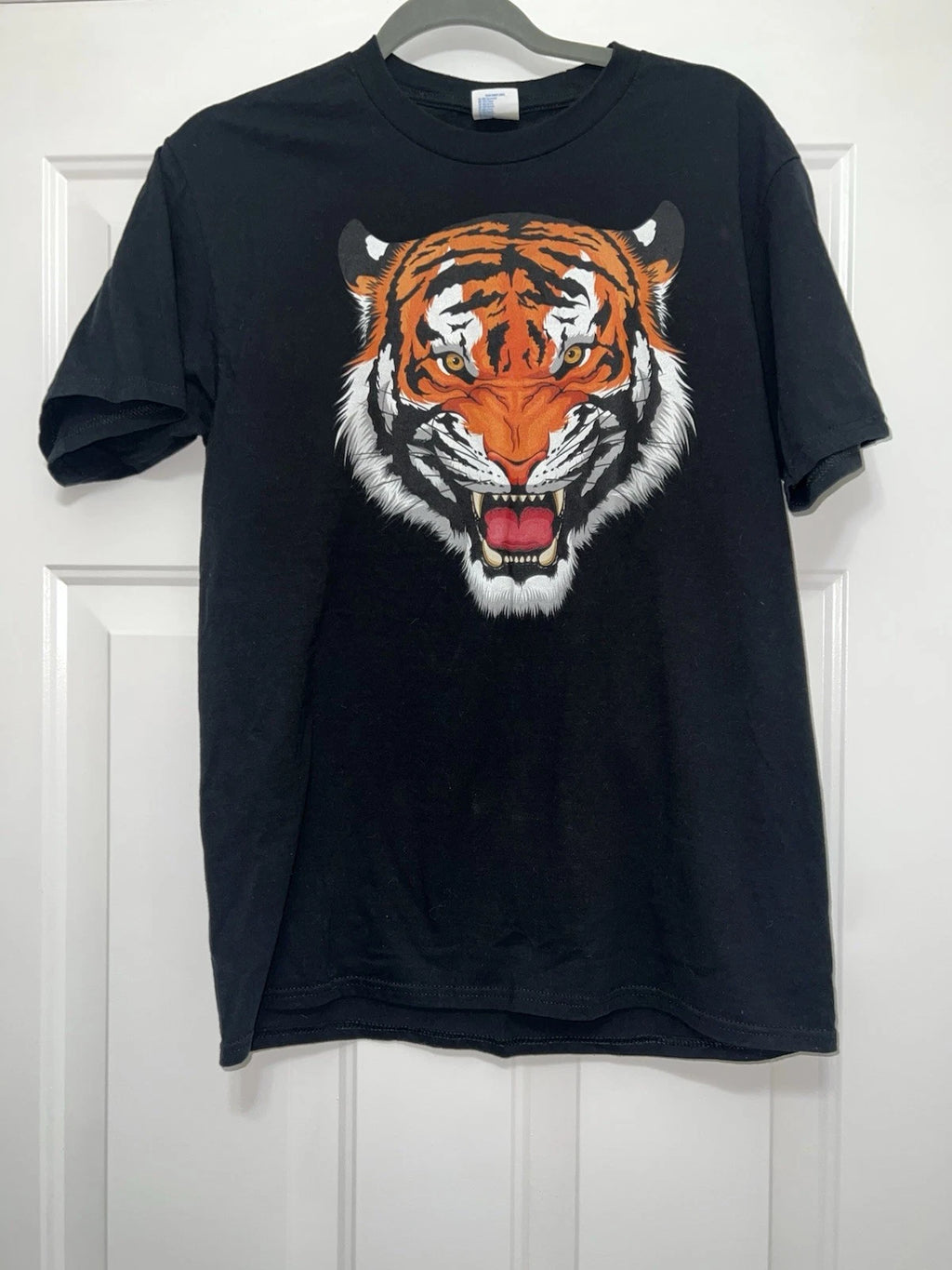 Growling Striped Tiger Face Retro Wild Cat Tee T Shirt Medium Animal Safari Y2K