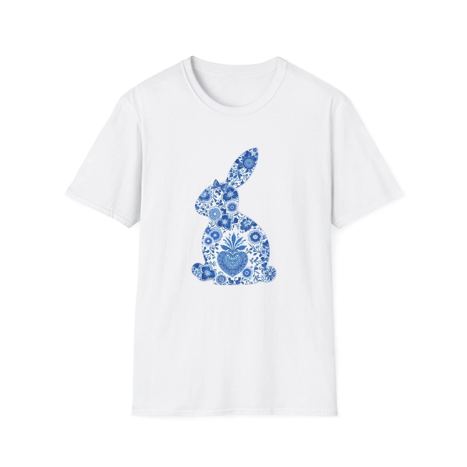 Easter Bunny Chinoiserie T-Shirt Trendy Tee Unisex Rabbit Top Softstyle Tee
