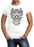 Mens T-Shirt Tiger Boho Zentangle Bohamian Atzec Feathers Dreamcatcher Slim Fit