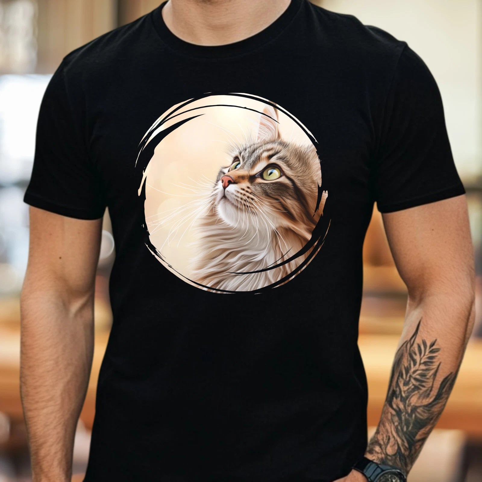 Mens Maine Coon Cat Print Cotton T-Shirt Size S to 5XL