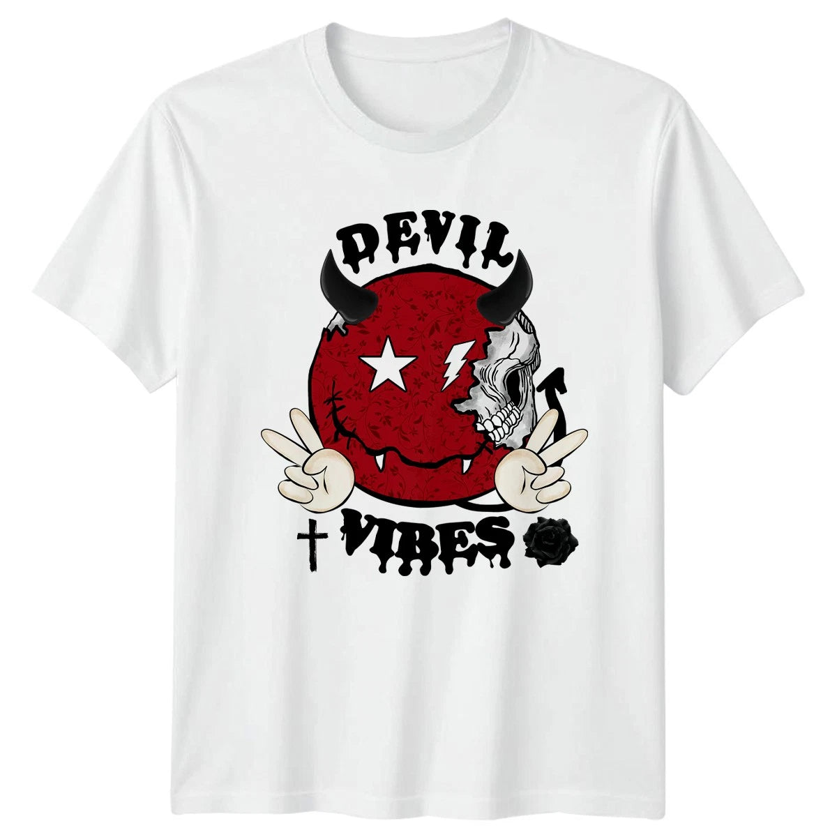 Devil Vibes T-Shirt Edgy Aesthetic Streetwear Birthday Gift For Him And Her