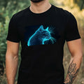 Mens Light Up Cat Print Cotton T-Shirt Size XS to 5XL