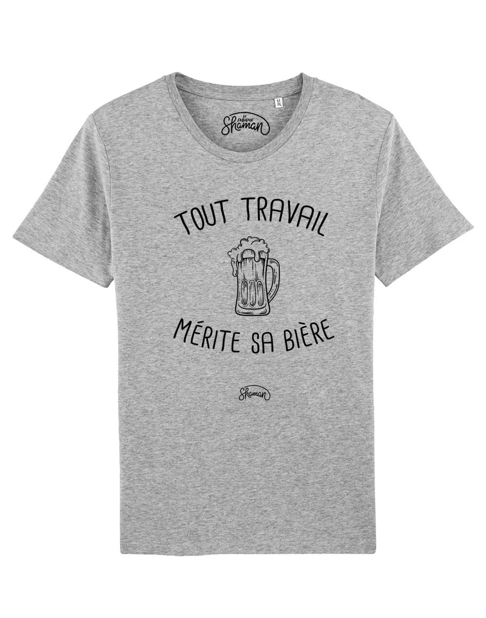 T-Shirt Man short Sleeve Gray, All Work Rewards Sa Beer