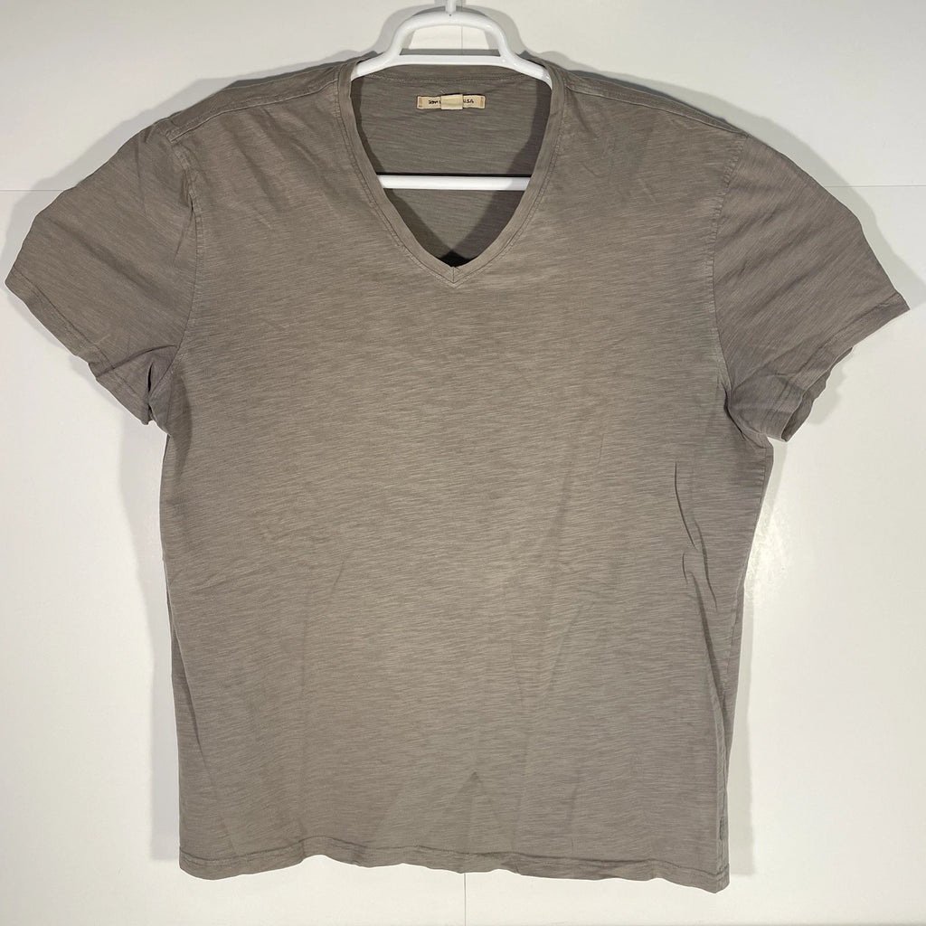 JOHN VARVATOS Slub Cotton Short Sleeve V-Neck Tee Basic Men's XL Light Brown