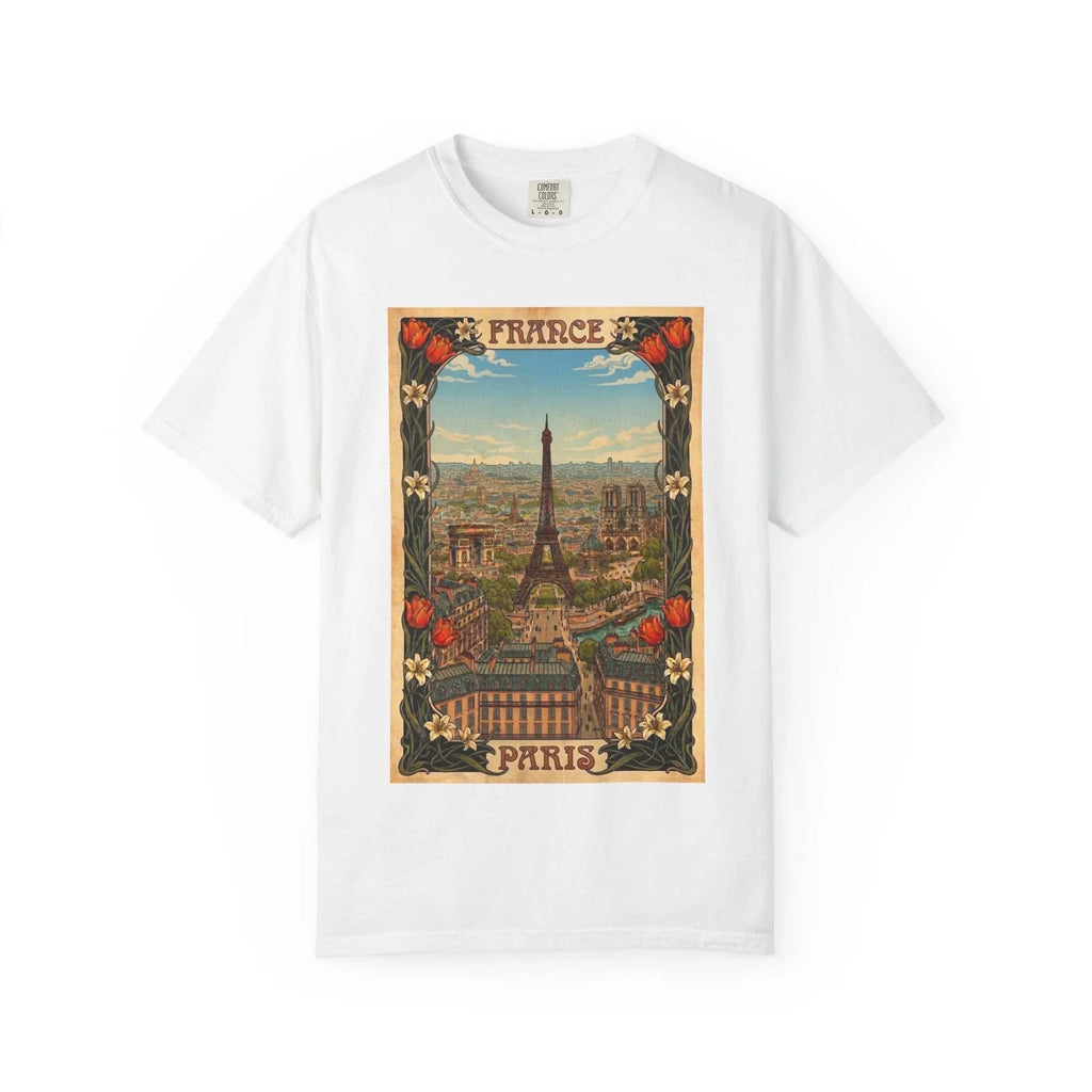 Vintage Paris Eiffel Tower Shirt French Art Poster Travel Souvenir Graphic Tee