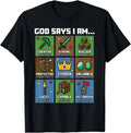God Says I Am Bible Verses Pixel Art Christian Gamer Boys T-Shirt