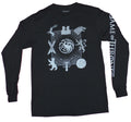 Game of Thrones Mens Long Sleeve T-Shirt - 9 Houses Sigil & Word Sleeves