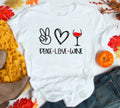 Peace, Love, Wine Unisex  Soft White Short Sleeve T-shirt