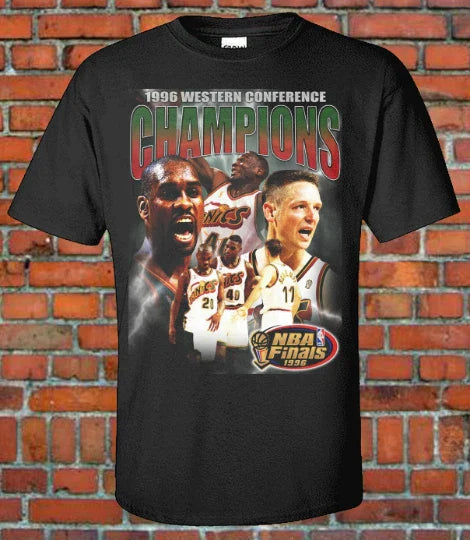 Seattle SuperSonics 90s Style Bootleg Rap NBA Basketball Western Conf 1996 Champ