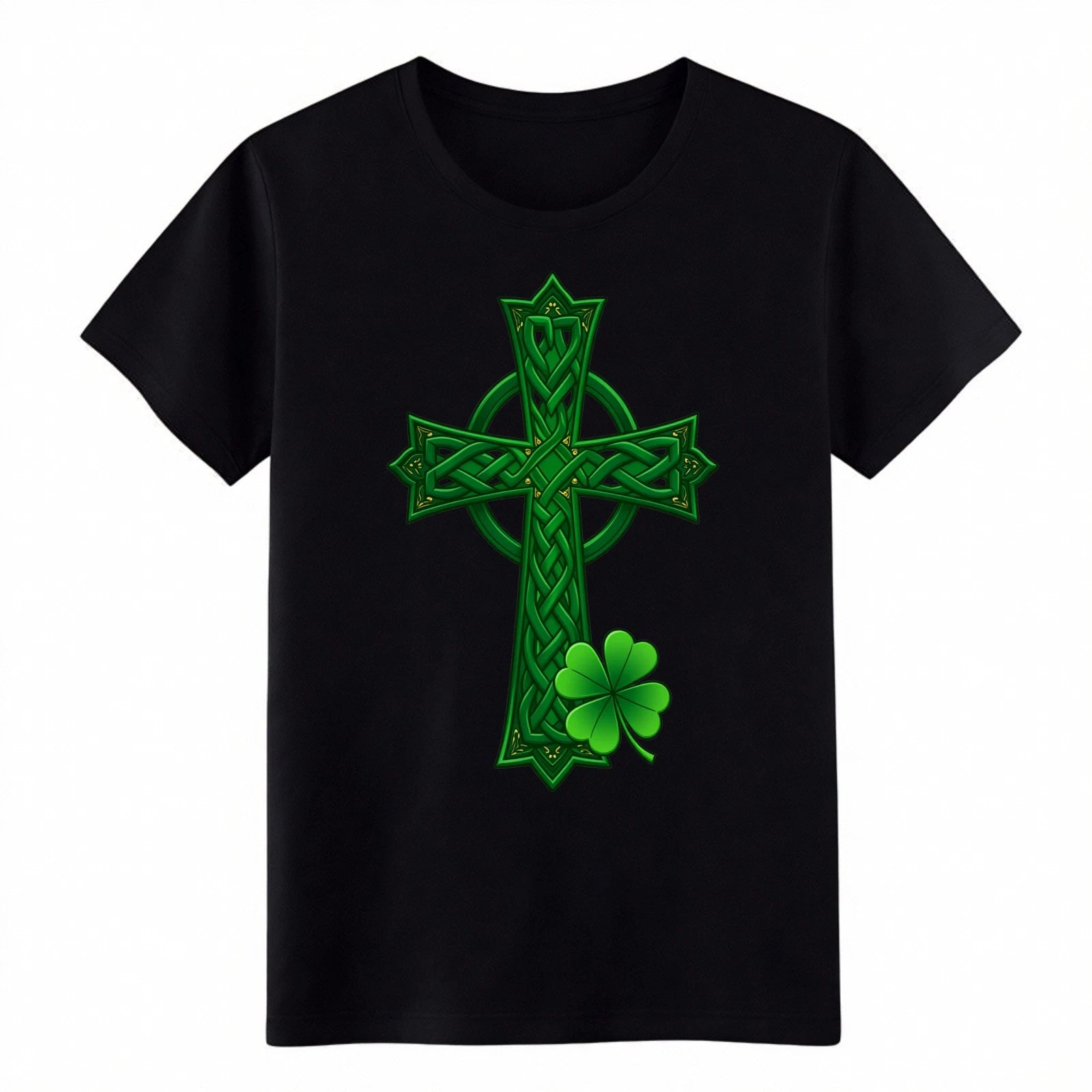Cross Shamrock Streetwear T-Shirt Edgy St. Patrick's Day Irish Tee Free Shipping