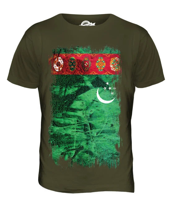 TURKMENISTAN GRUNGE FLAG MENS T SHIRT TEE SHIRT XS S M L XL 2XL 3XL 4XL 5XL