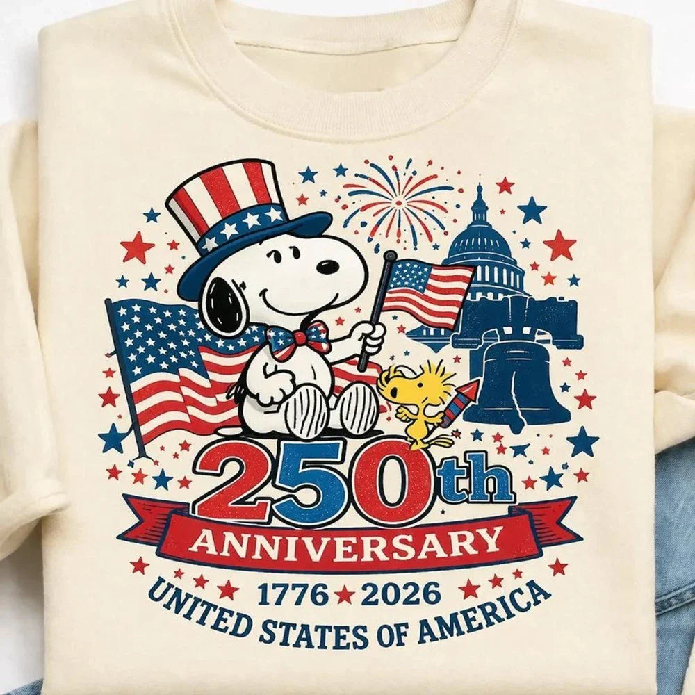 Snopy America 250 Anniversary Shirt, Patriotic Dog Cartoon Tee
