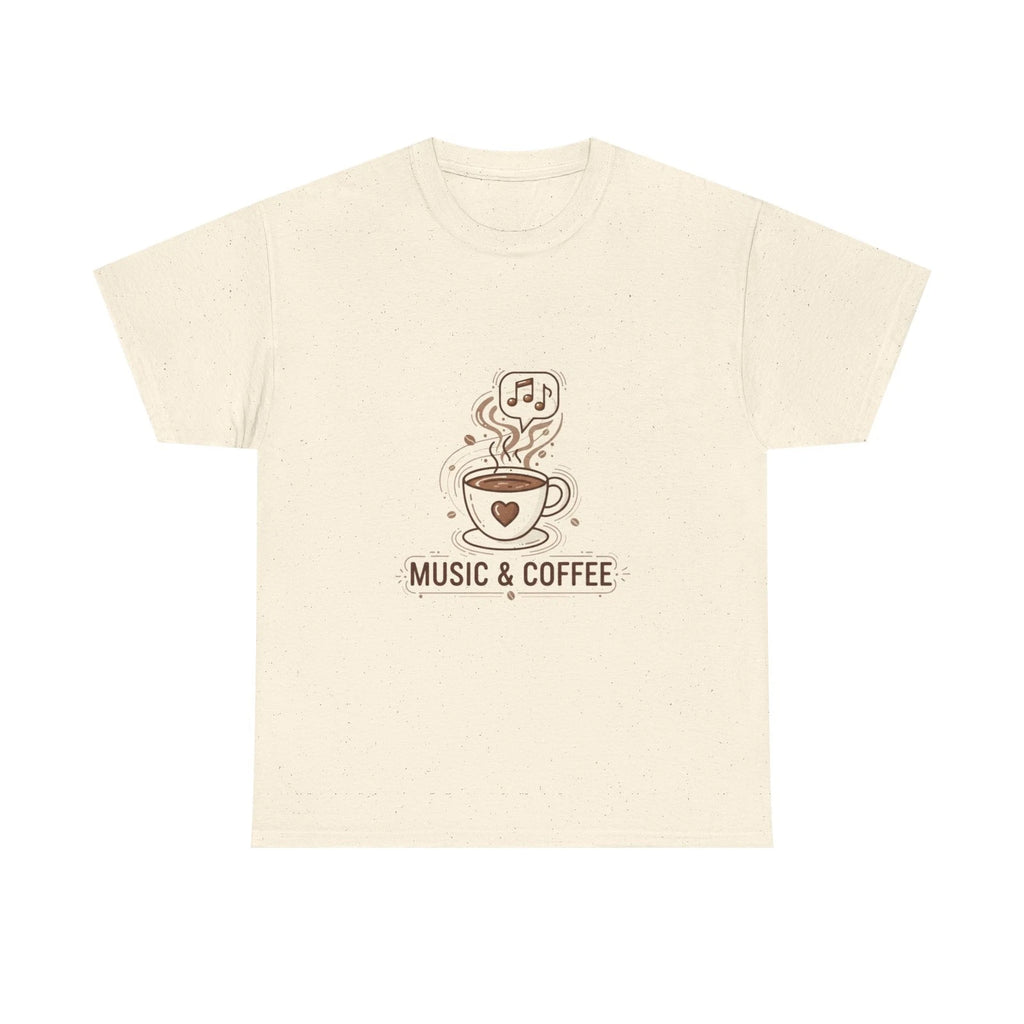 Music & Coffee Illustration T-Shirt | Coffee Cup Skull Design