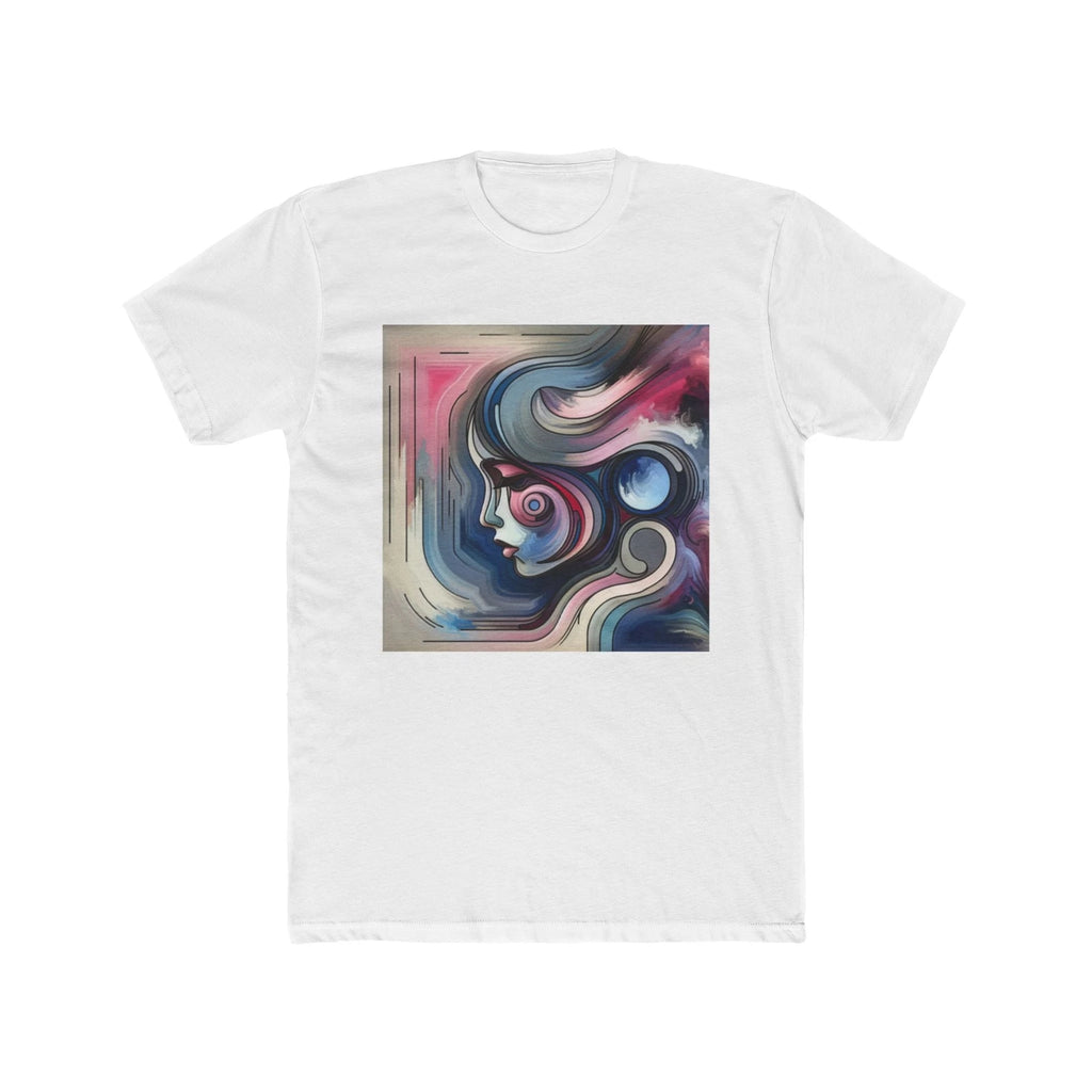 Crew Neck Tee, Calm Serene Girl Abstract Print T-Shirt, Unisex Cotton Shirt,