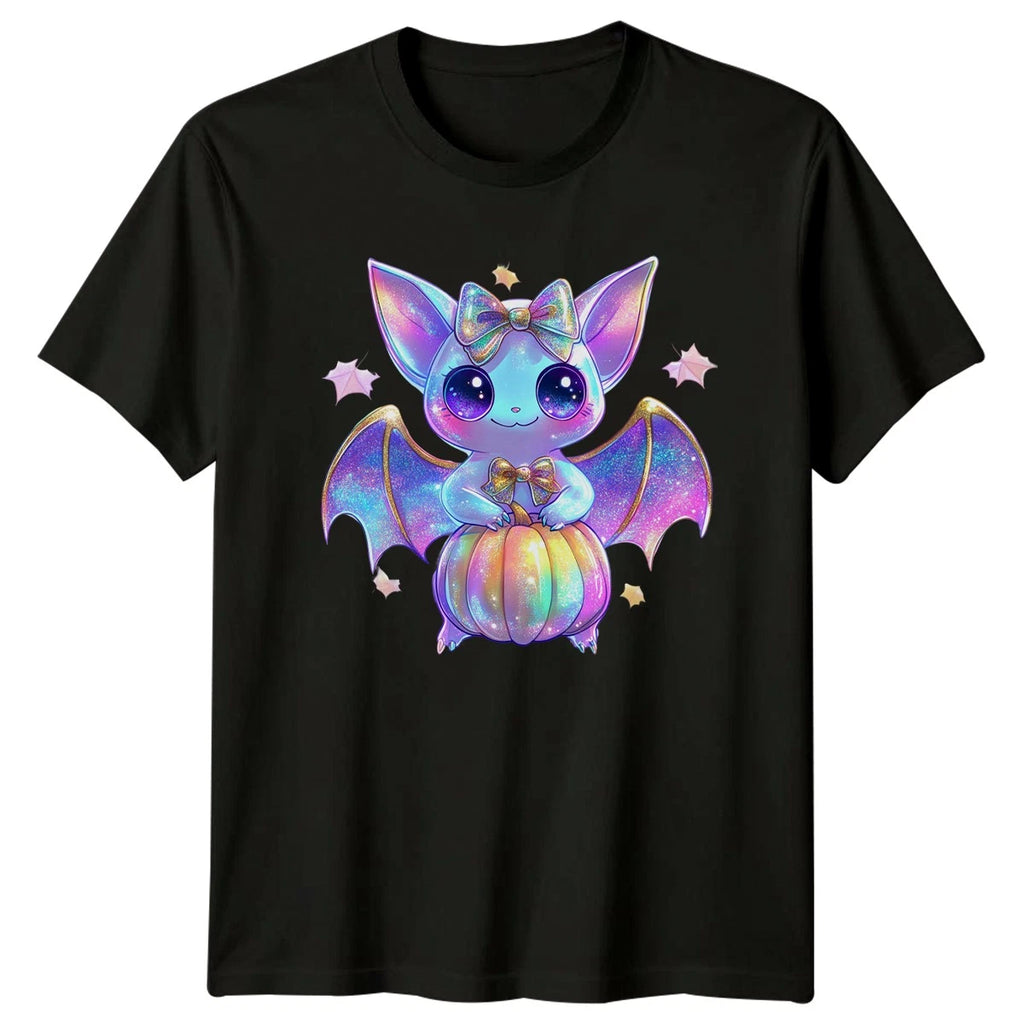 Cute Bat Pumpkin Halloween Holidays Mens T-Shirt Womens Tee Graphic Unisex