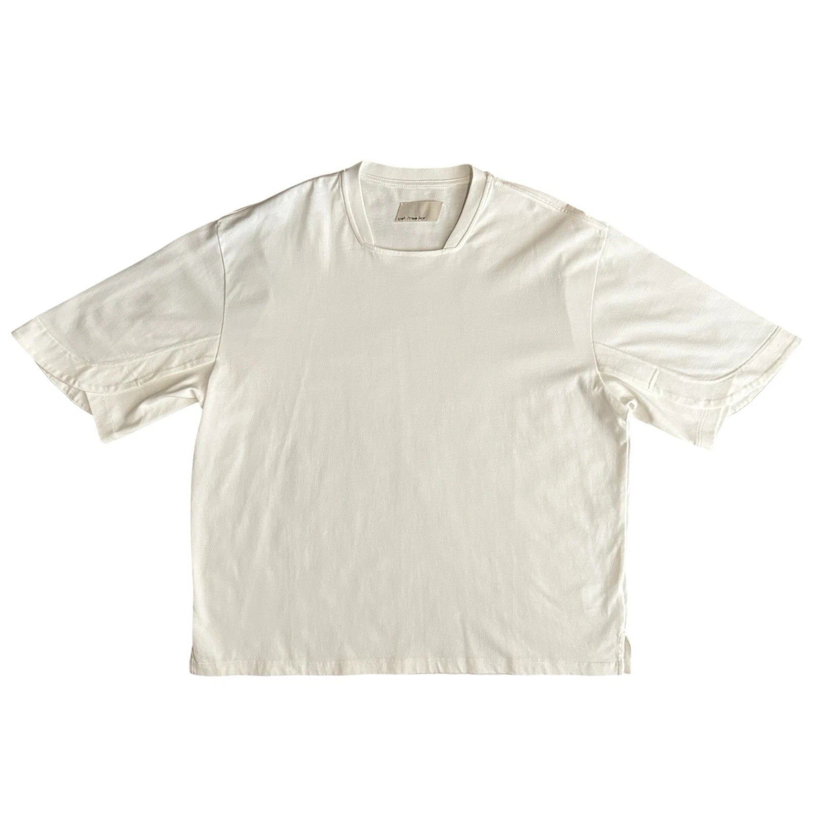 pet-tree-kor White Oversized Cotton T-Shirt Tee Urban Modern Streetwear Sz 48/L
