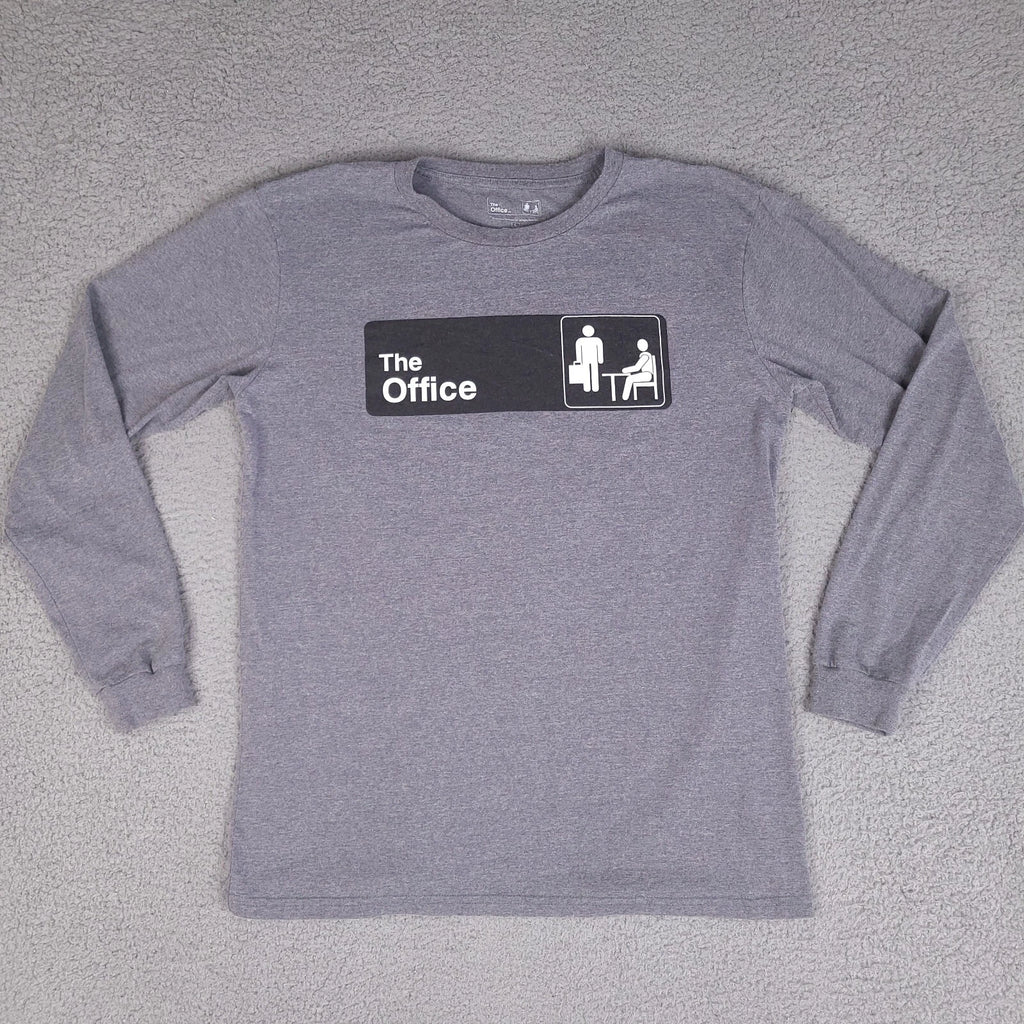 The Office T-Shirt Mens Large Gray Long Sleeve Dwight Michael Graphic Tee