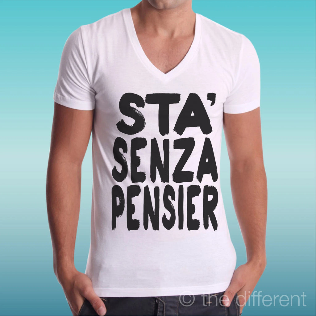 T-shirt Man V Neck Sentence Gomorra It Is Without Pensier Gift Idea Road To