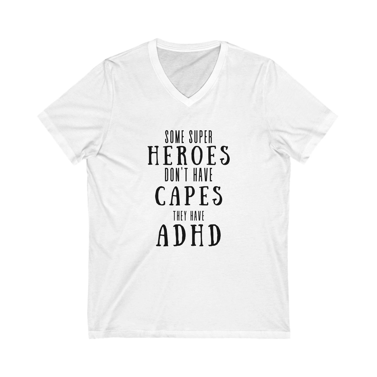 ADHD Superhero V-Neck Tee, Unisex T-Shirt for Awareness, Inspirational Gift for