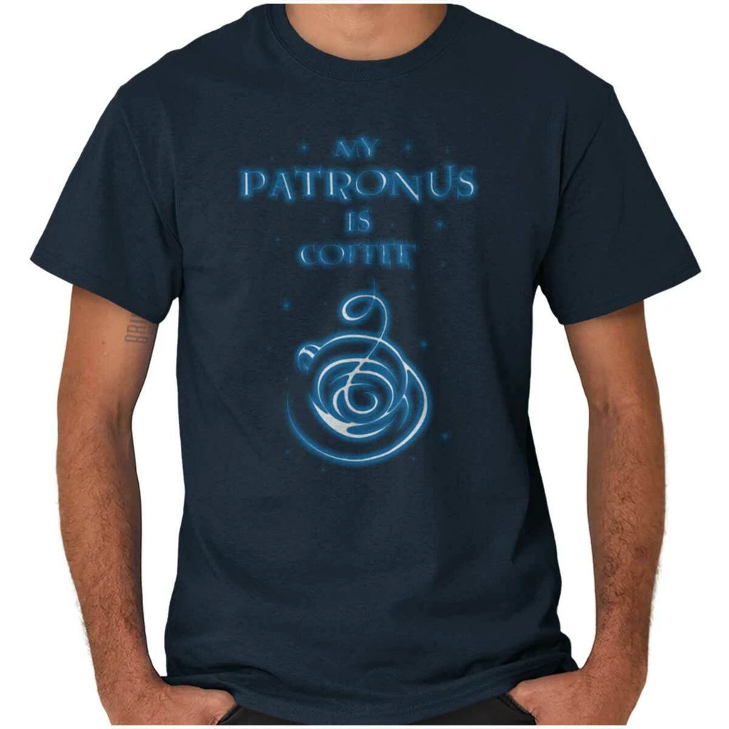 Funny Wizard Spell My Patronus Is Coffee Womens or Mens Crewneck T Shirt Tee