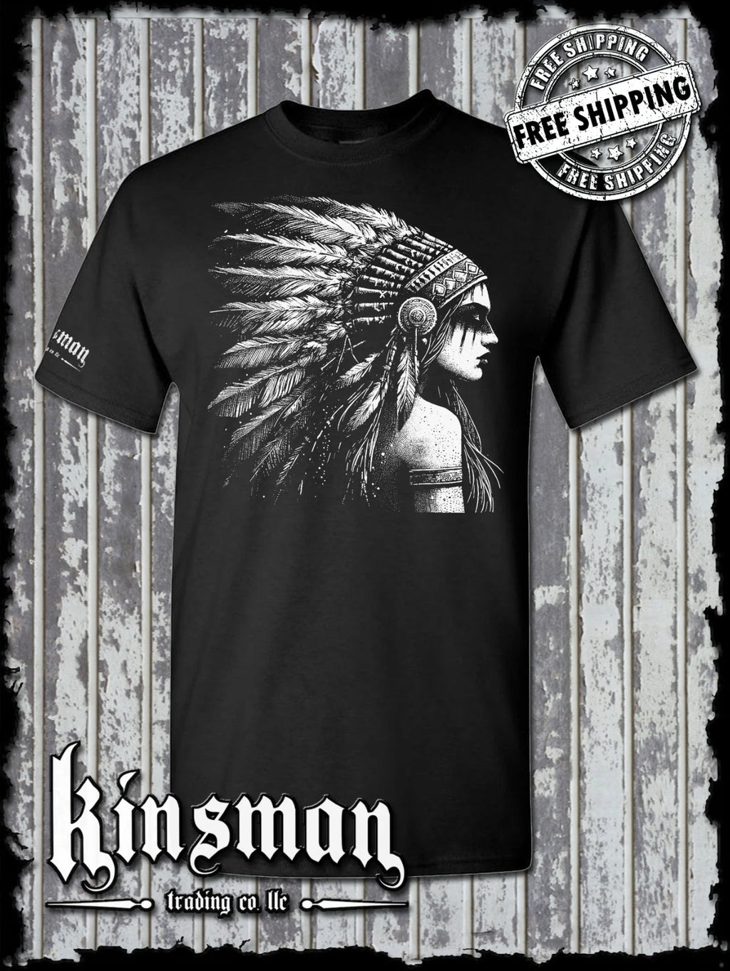Native American Indian Girl T-Shirt / Feather War Bonnet