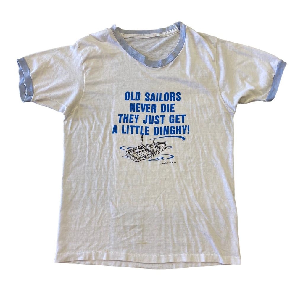 VTG 80s Old Sailors Never Die Funny Harriet Carter Gifts T-Shirt (Measurements)