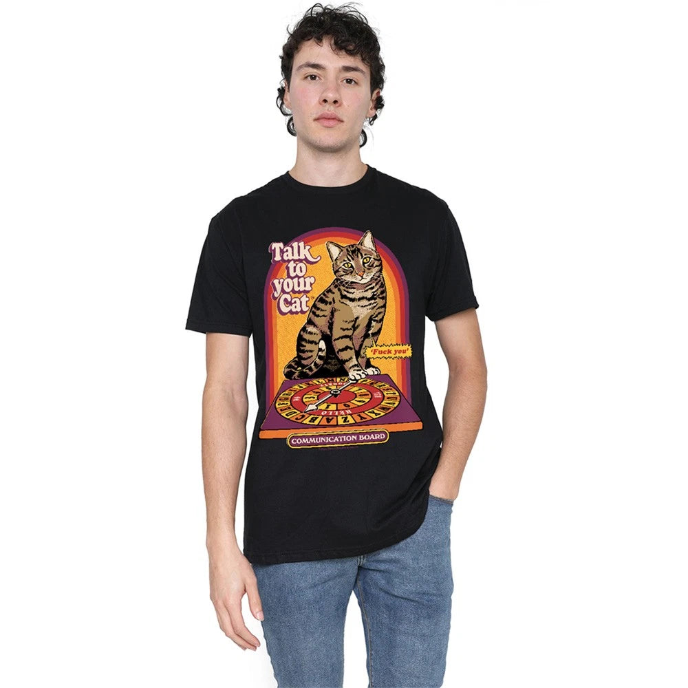 Steven Rhodes Talk To Your Cat Unisex T-Shirt S-5XL, Black