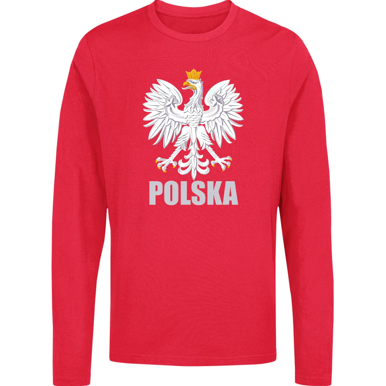 Polska Eagle Long Sleeve T Shirt - Polish White Eagle Emblem Full Sleeve T Shirt