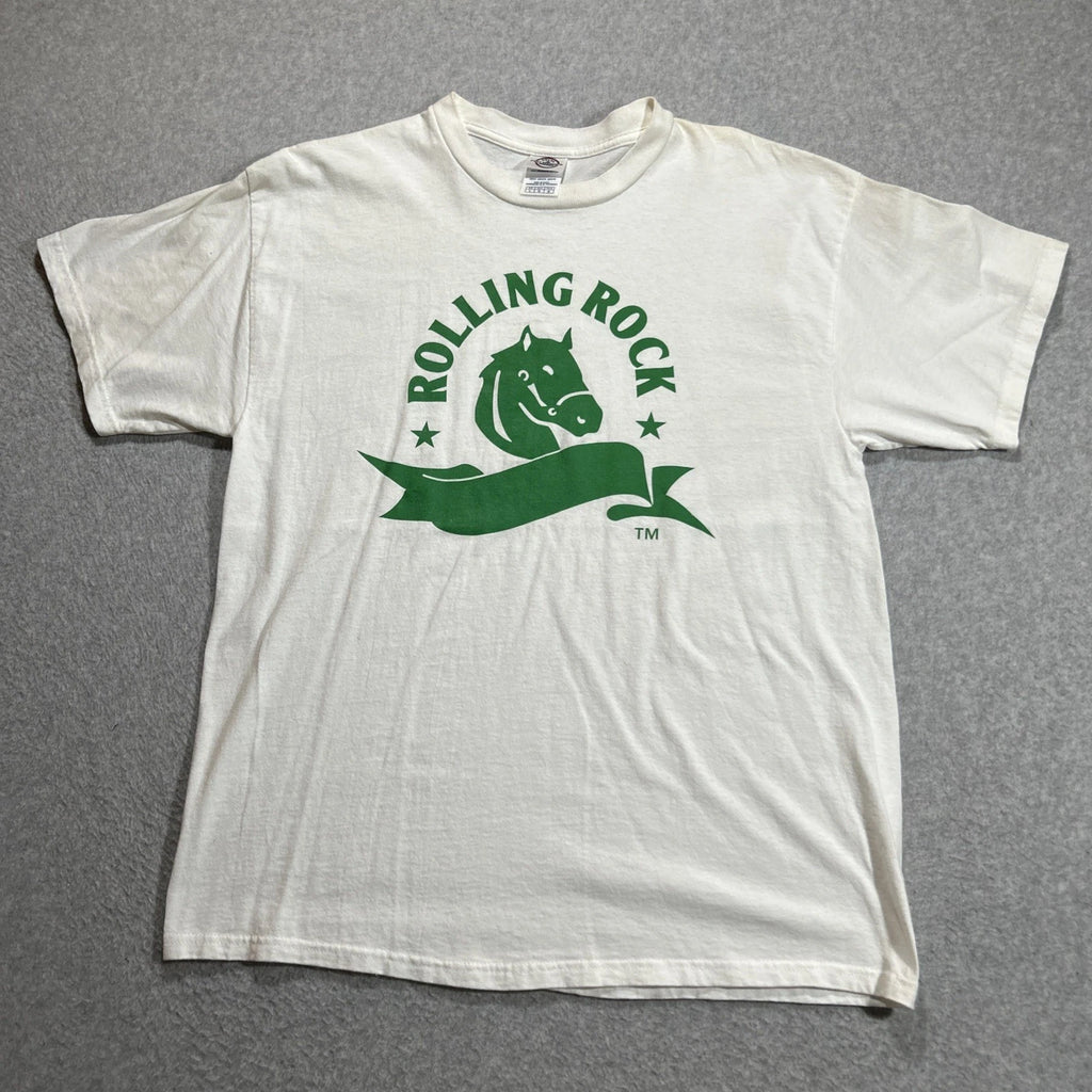 VTG Rolling Rock Beer Casual Graphic Shirt - Mens Size Large L