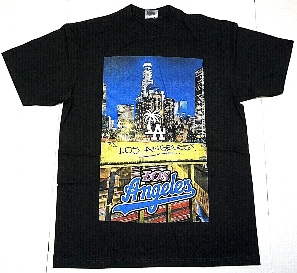 Los Angeles City T-shirt LA Sports Urban Streetwear Men's Black New