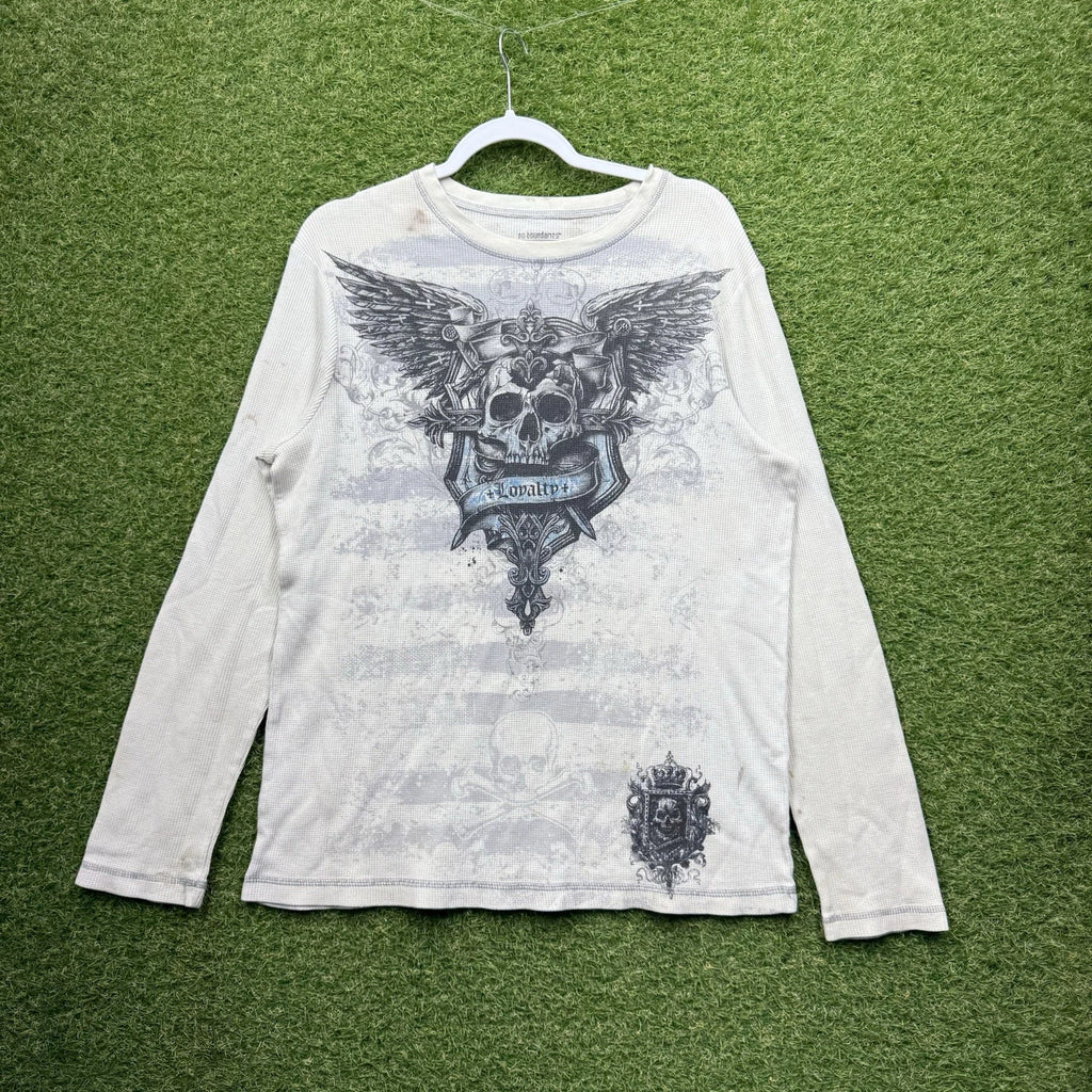 y2k Thermal Shirt Mens XL Cross Cyber Grunge Y2K Waffle Knit Punk 90s 2000s